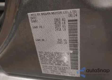 2025 Nissan Altima Sv Fwd z USA, uszkodzony, nr VIN 1N4BL4DV7SN311952